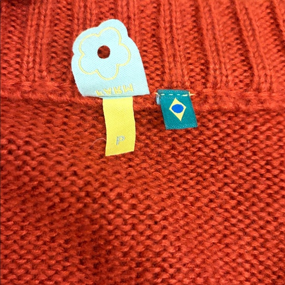 🌞 Farm Rio Orange Chunky Bubble Knit Cardigan • Small • Gold Sun Buttons - Picture 3 of 7